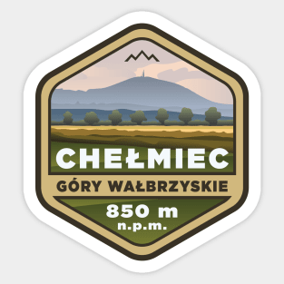 Chełmiec mountain peak in Wałbrzyskie mountains - outdoor badge Sticker
